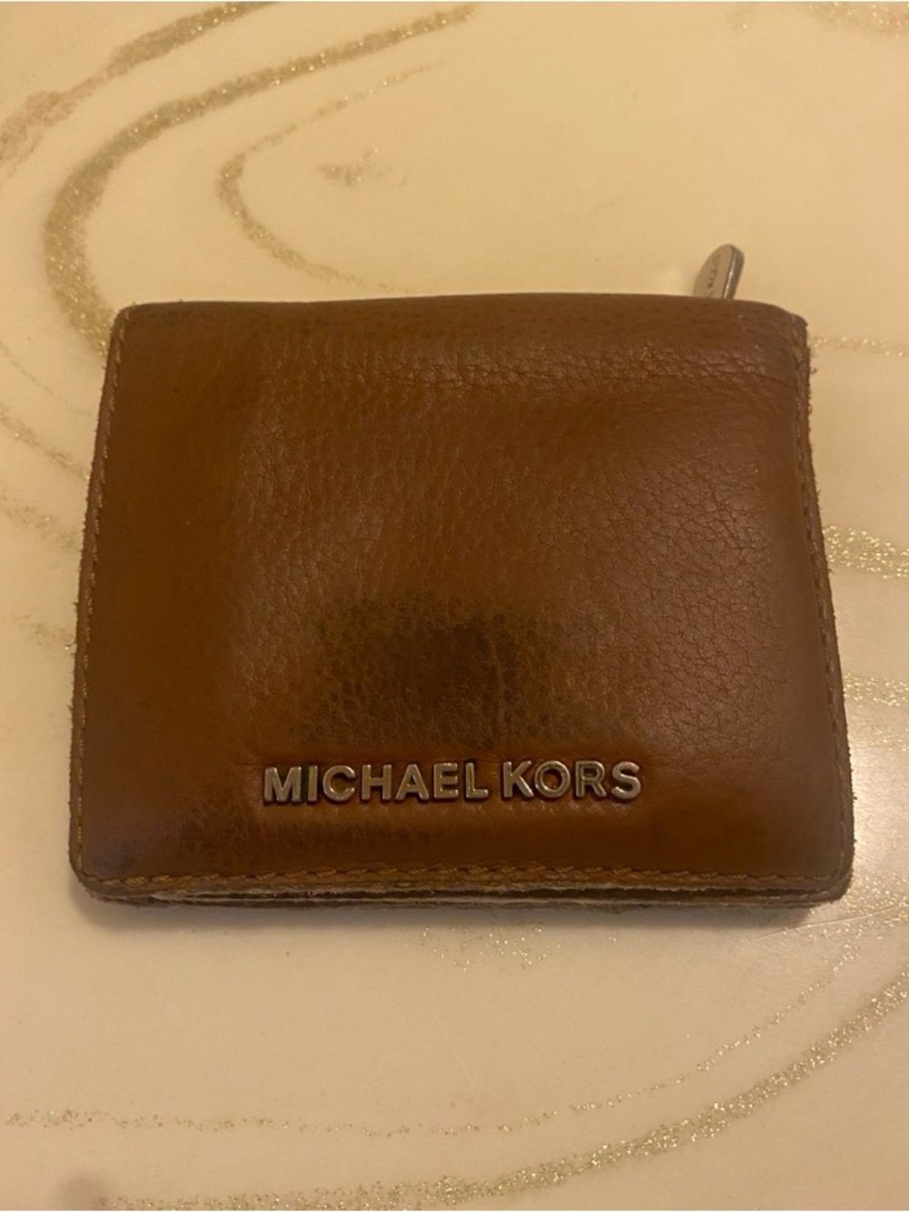 Michael Kors Brown Leather Zip Card & Key Holder